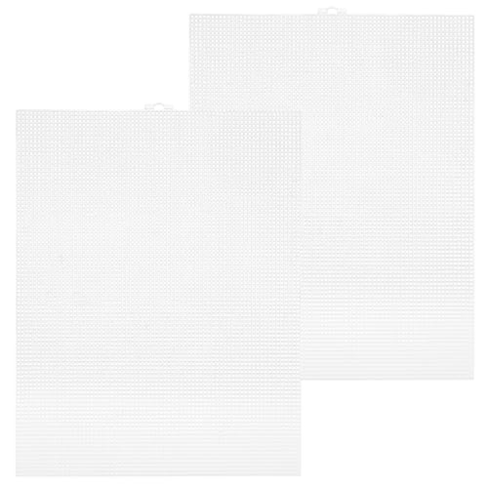 2 Pieces 7 Count Plastic Mesh Canvas Sheets, Eye Mesh for Therian Mask White Plastic Mesh for Embroidery Acrylic Yarn Crafting Knit Crochet Projects and Make Aquarium Dividers (10.5 X 13.5 Inch)