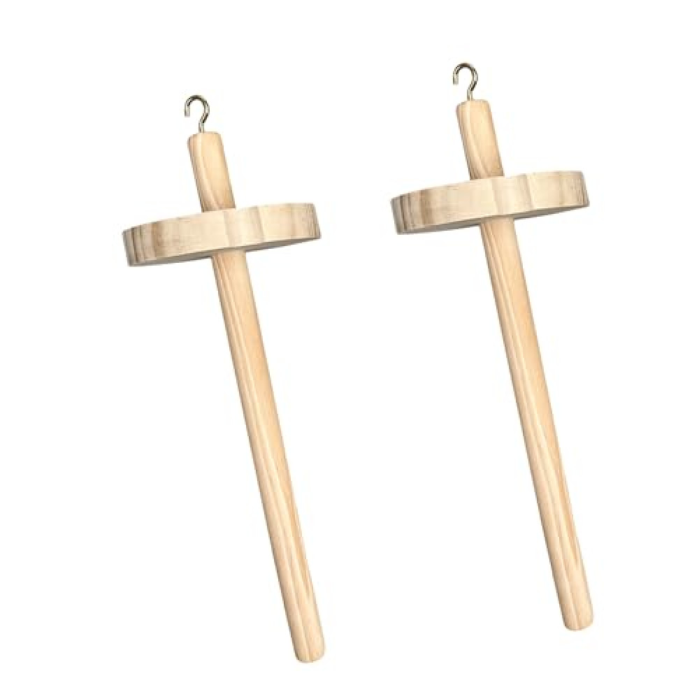 2 Pieces DIY Drop Spindle Top Wheel Yarn Spinner Hand Cranked Wooden Spinning Wheel Wooden Spinning Tool for Beginners for Yarn Making