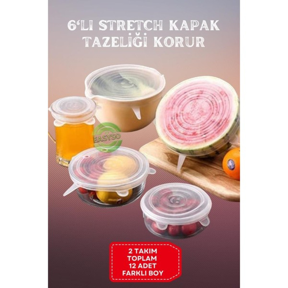 2 Set Easyso Home Silikon Streç Kapak 6'lı Kapak Gıda Koruyucu Tencere Tabak Bonesi - 1 Adet Mutfak Gereçleri Fiyatı