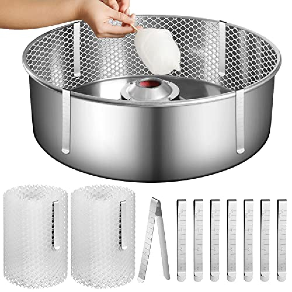 2 Sets Cotton Candy Mesh and Clip Stabilizer Kit White Reusable Cotton Candy Machine Supplies Compatible with Floss Maker for Kitchen