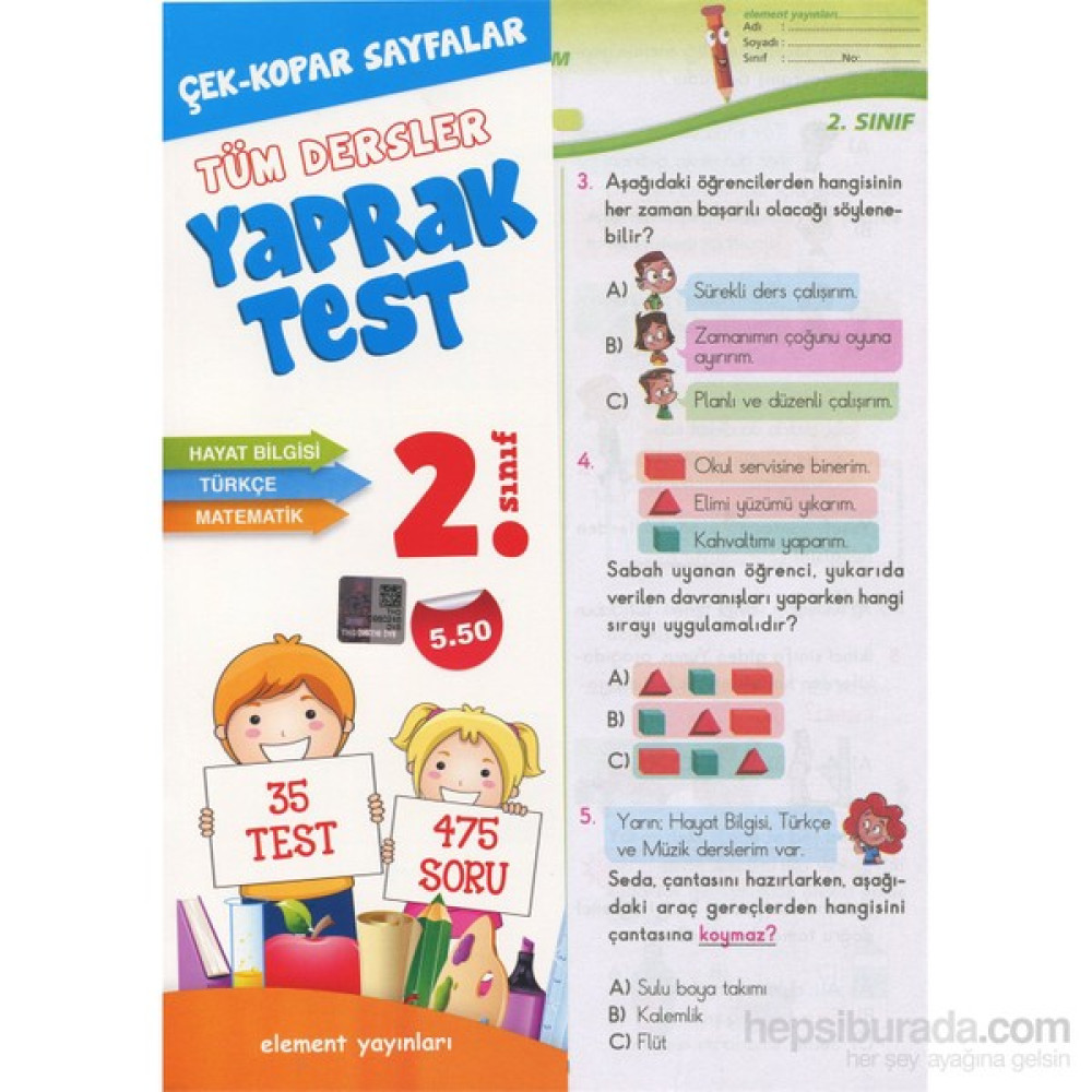 2. Sınıf Tüm Dersler Yaprak Test-Kolektif Tüm Dersler Fiyatı