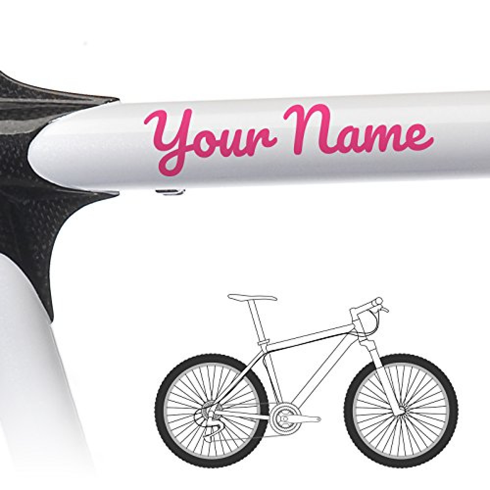 2 x Custom Name Bike Frame Stickers - Curly Style