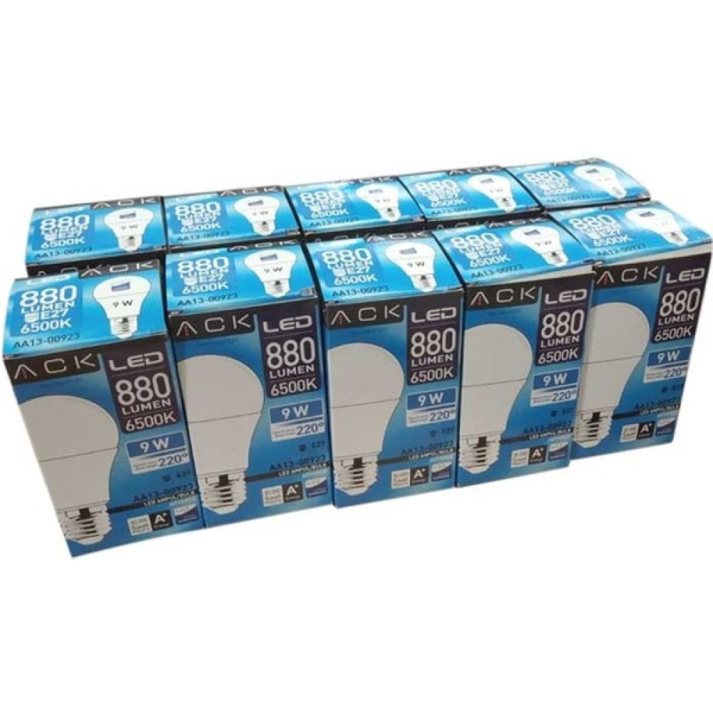 20 Adet Ack 9W LED Ampul Beyaz Işık 880 Lümen Led Aydınlatmalar Fiyatı
