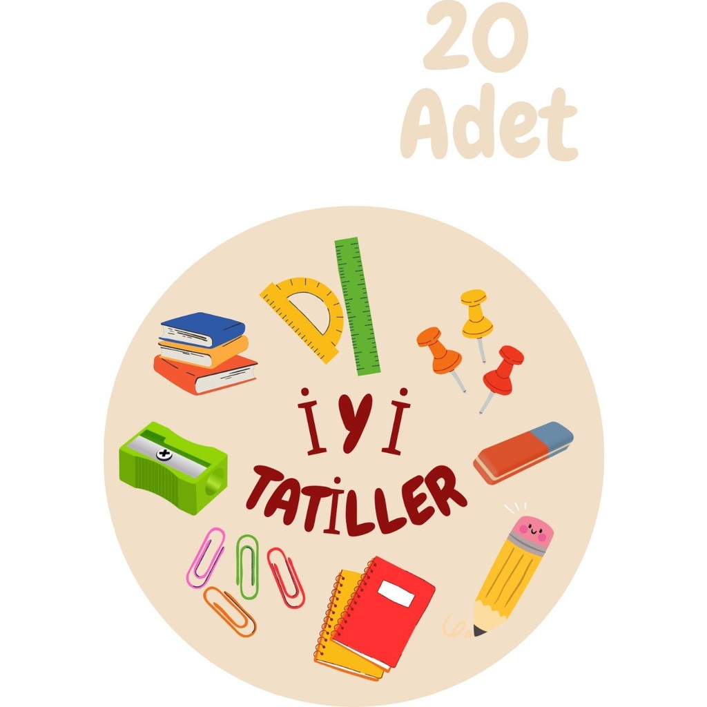 20 Adet Iyi Tatiller Yazılı Yapışkanlı Etiket, Sticker Hediye Paketi Etiketi Okul Etiketi Fiyatı