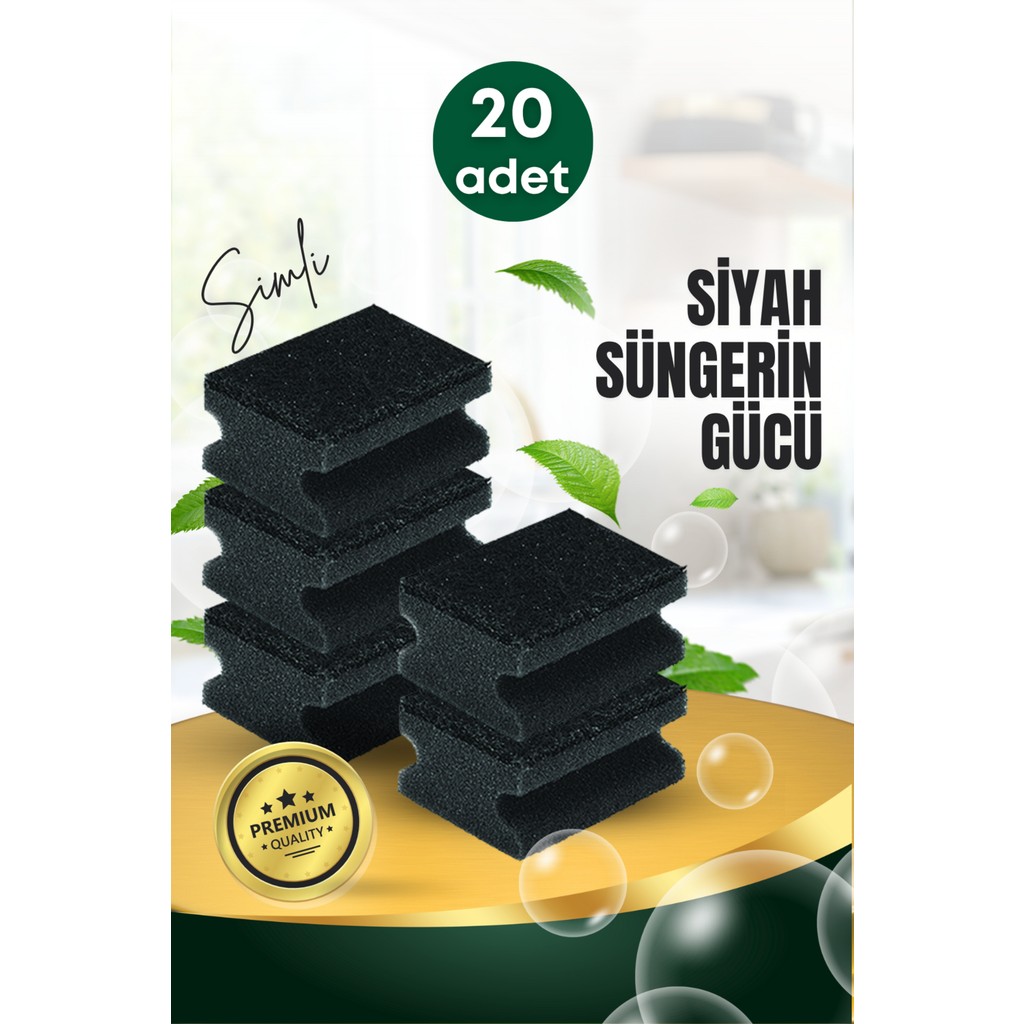 20 Adet Oluklu Siyah Simli Bulaşık Süngeri – Özel Dokulu Dayanıklı Pinterest Temizlik Süngeri Seti Diğer Fiyatı