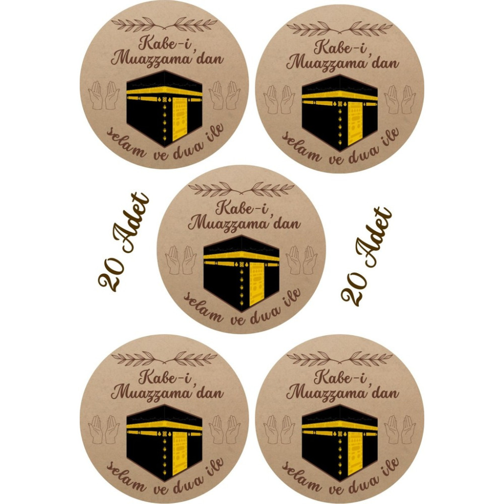20 Adet Sticker Hac, Umre, Kabe, Dua Temalı Hediye Poşeti Etiketi Küçük Boy Okul Etiketi Fiyatı