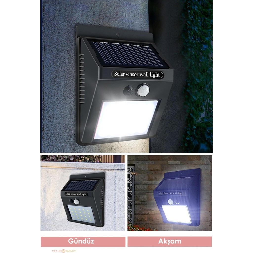 20 Ledli Hareket Sensörlü Aplik Güneş Enerjili Şarj Olabilen Bahçe Aydınlatma Lambası Dışmekan Aplikler Fiyatı