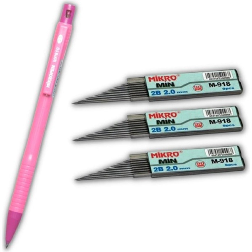 2.0 mm Kalın Uçlu Versatil Kalem 1 Adet ve 2.0 mm Kalın Uç Siyah 3 Adet - Pembe Mekanik Kurşun (Versatil) Kalem Fiyatı