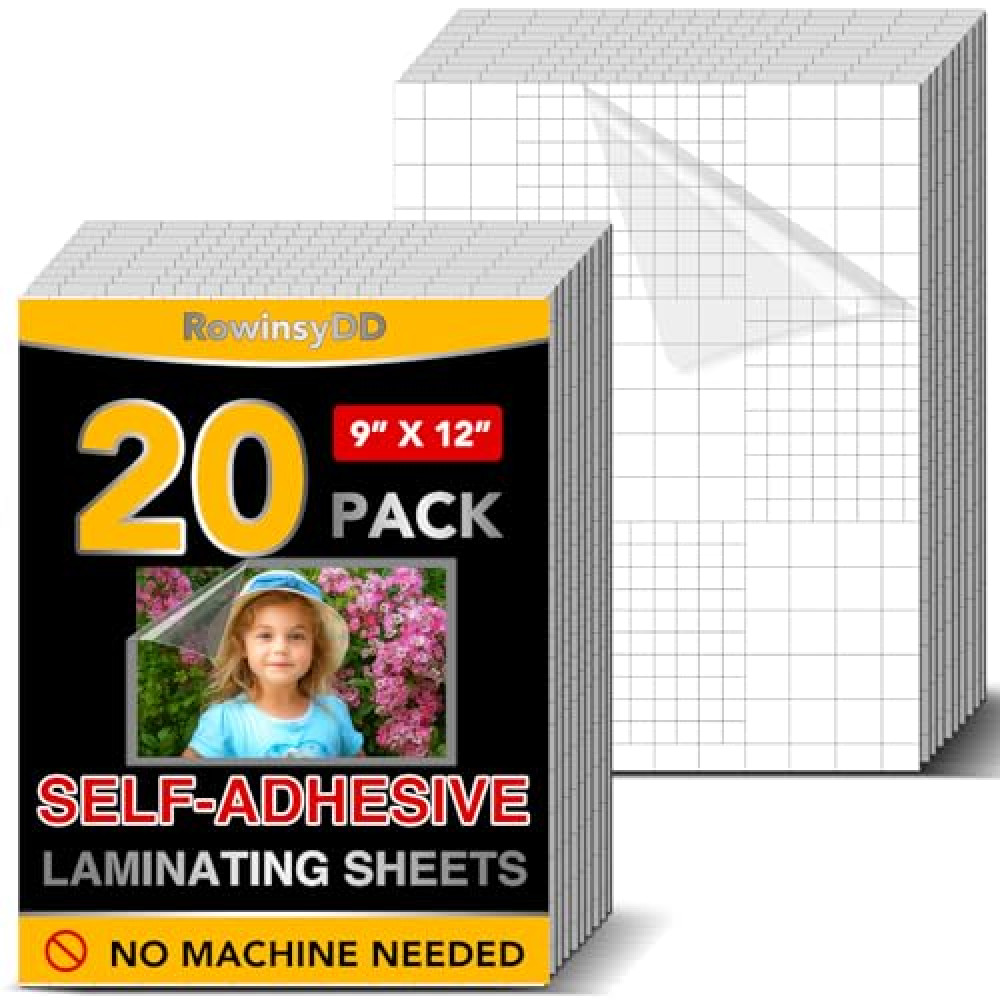 20 PCS Self-Adhesive Laminating Sheets, 9 x 12 Inches Self Adhesive Contact Paper，No Heat No Machine Needed Self Sealing Laminate Sheets