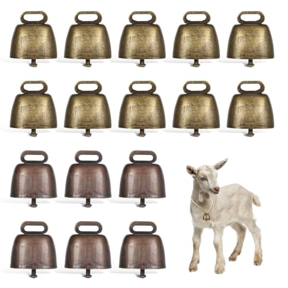 20 PCS Vintage Style Metal Small Bells, Cow Bell for Grazing Cattle, Horses and Sheep, Animal Anti-Lost Accessories Copper Bell,Often Used in Festive Cheering Loudly Calling Brass Bells