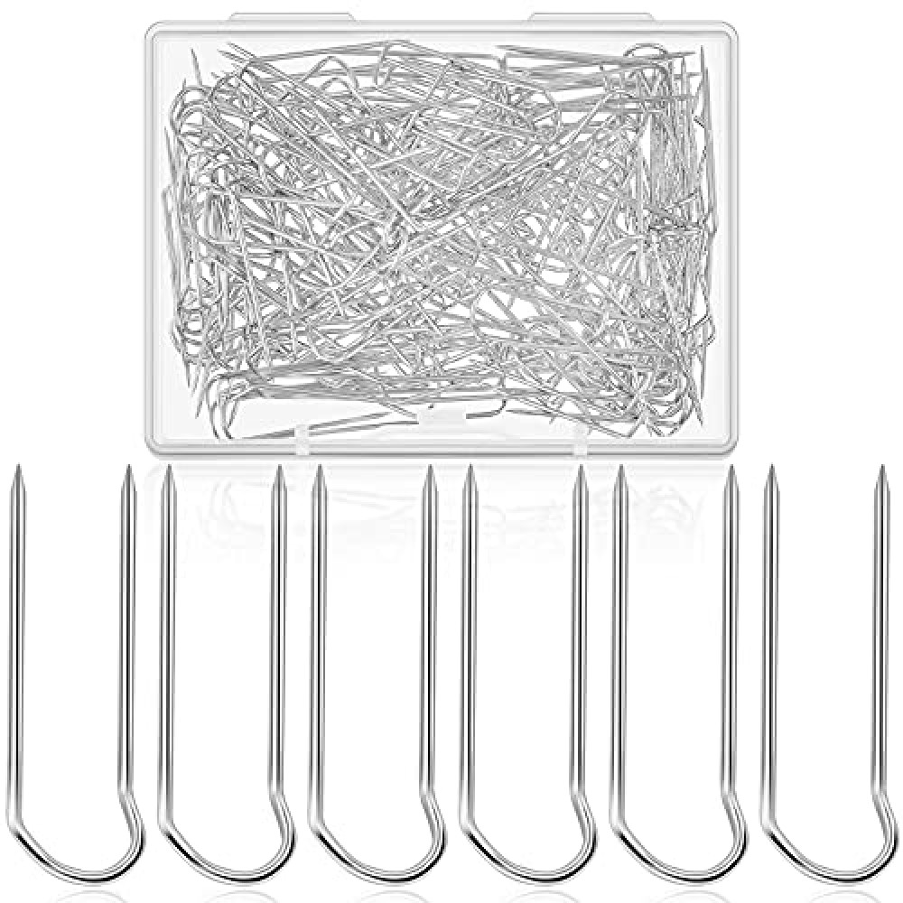 200 Pieces Fork Pins for Quilting Sewing Double Needle Craft Blocking Stainless Steel U-pins for DIY Sewing Jewelry Craft Making, 0.91 x 0.2 Inch