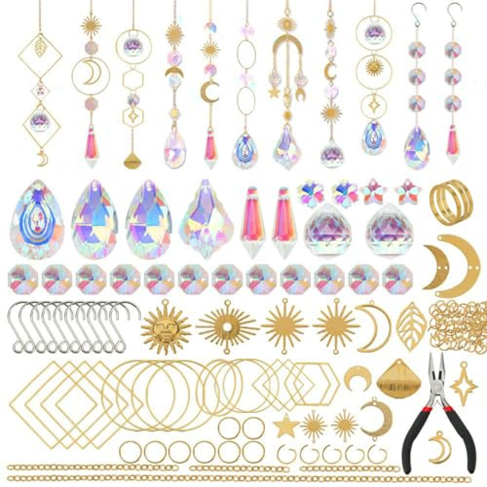 200Pcs Sun Catchers Making Set Craft Suncatchers Making Set For Adult Kids Crystal Suncatchers Set With Hooks