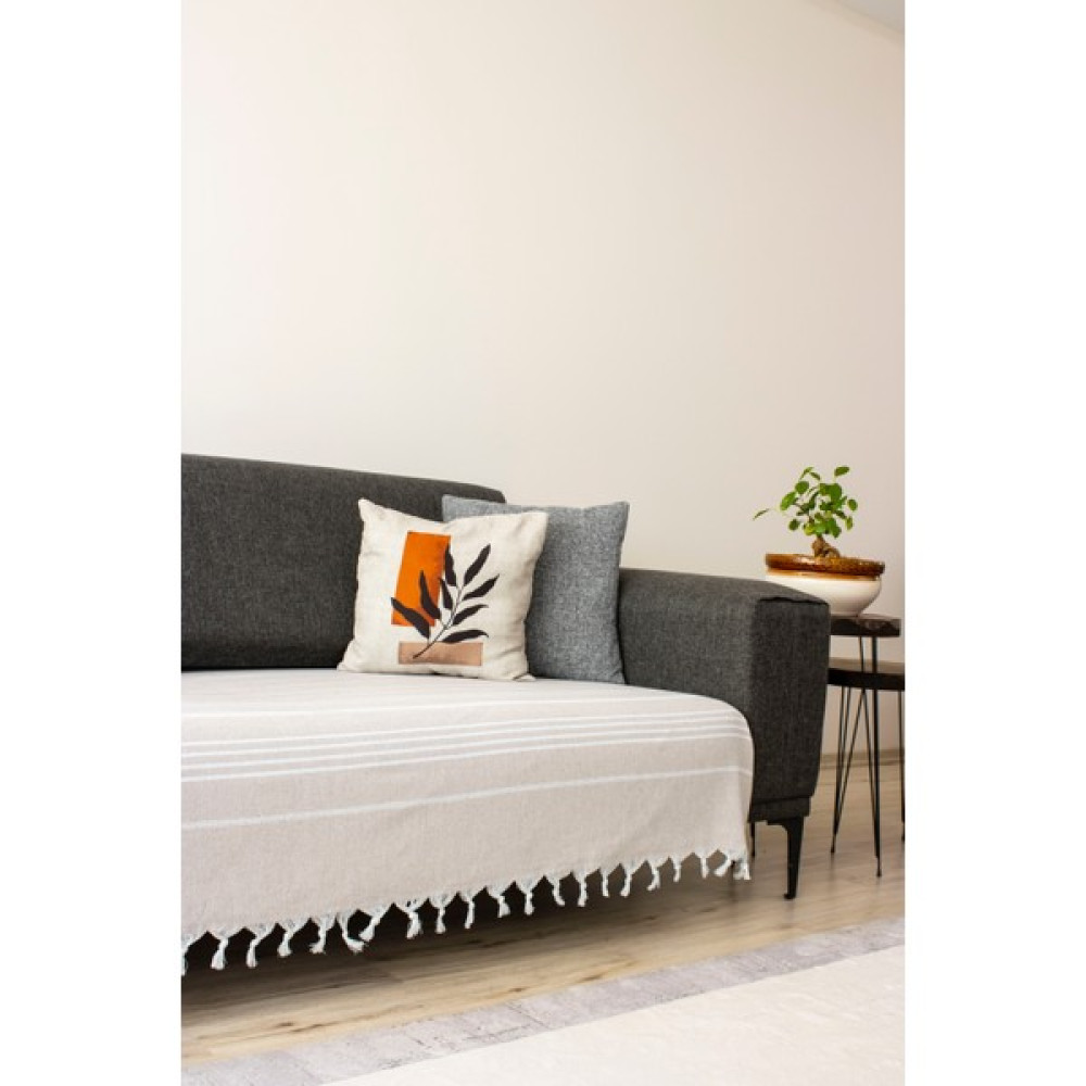 200X115 cm Saçaklı Koltuk Örtüsü, Sultan Kanepe Örtüsü, Çekyat Örtüsü - 115 x 200 cm - Bej Koltuk & Kanepe Örtüsü Fiyatı