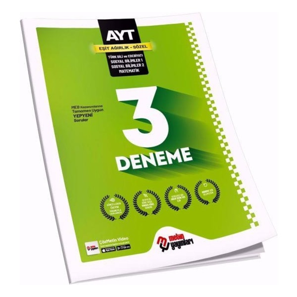 2023 Metin Yayınları AYT Eşit Ağırlık - Sözel 3 Genel Deneme Temel Yeterlilik Testi (TYT) Fiyatı