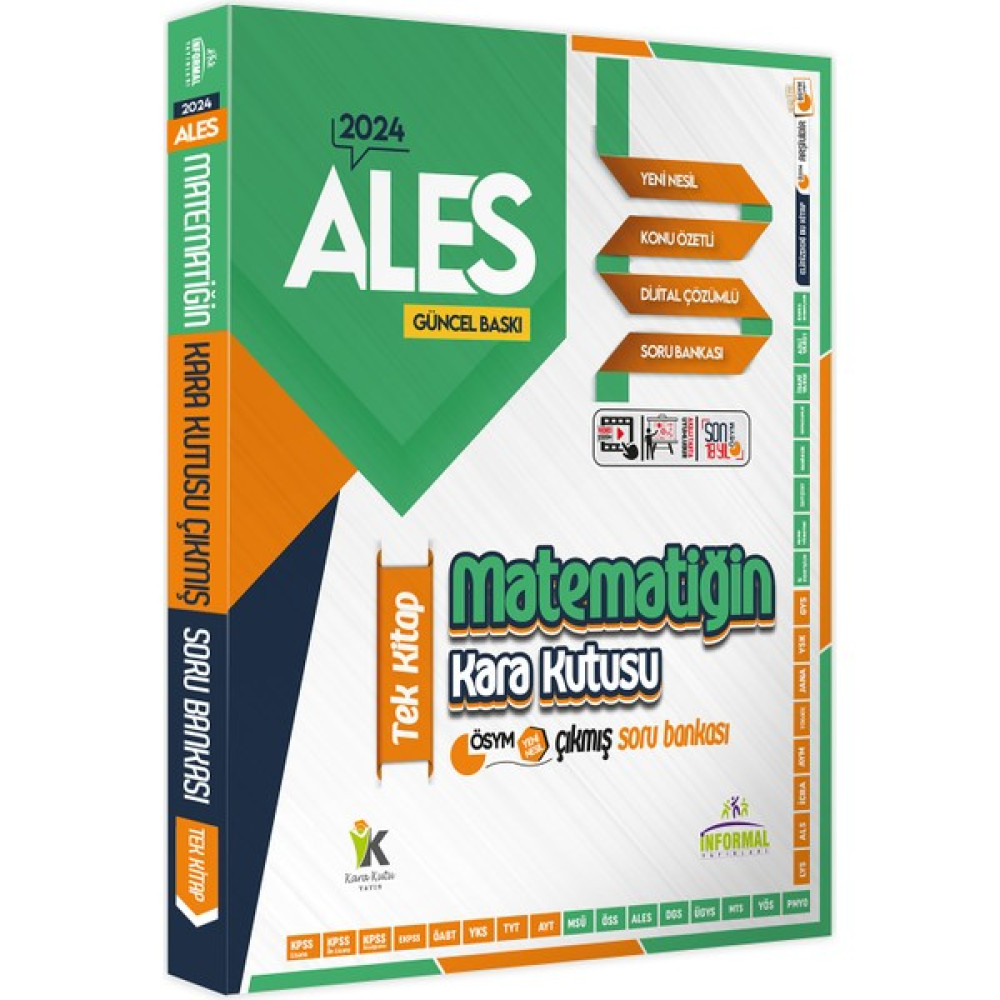2024 Ales Matematiğin Kara Kutusu Tek Kitap Dijital Çözümlü Konu Özetli Ösym Çıkmış Soru Bankası ALES Fiyatı