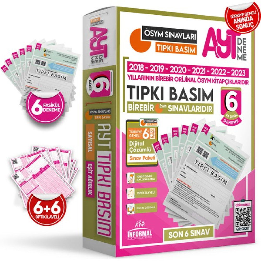 2024 AYT ÖSYM Çıkmış Soru Tıpkı Basım Türkiye Geneli Dijital Çözümlü 6LI PAKET DENEME Kaynak Kitapları Fiyatı