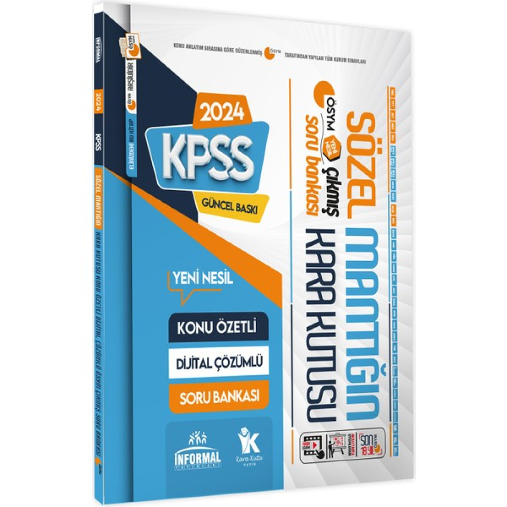 2024 Kpss Sözel Mantığın Kara Kutusu Konu Özetli Dijital Çözümlü Ösym Çıkmış Soru Havuzu Bankası KPSS Fiyatı