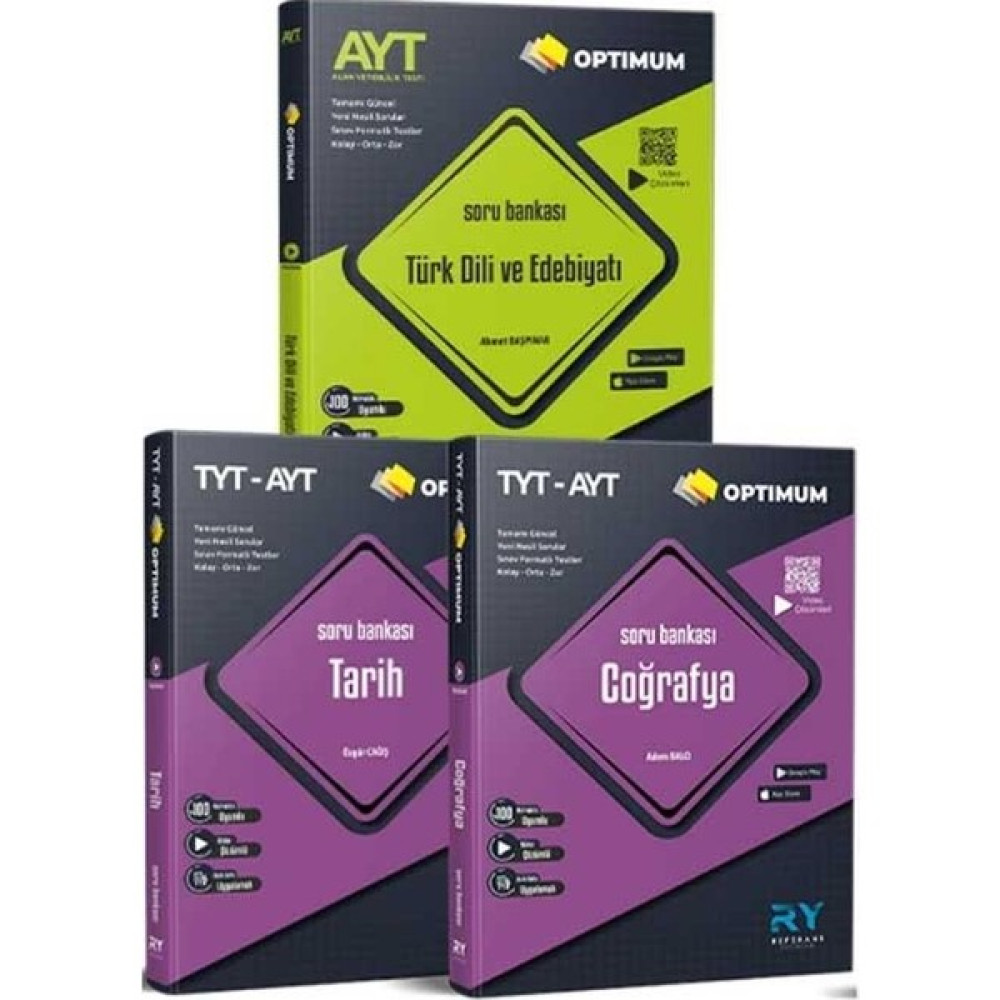 2024 Optimum Ayt Edebiyat ve Tyt Ayt Tarih Coğrafya Video Çözümlü Soru Bankası Seti Referans Temel Yeterlilik Testi (TYT) Fiyatı