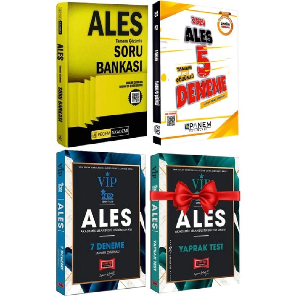2024 Pegem Ales Soru Bankası+Panem Ales 5 Deneme+Yargı Ales 7 Deneme+Yargı Ales Yaprak Hediye ALES Fiyatı