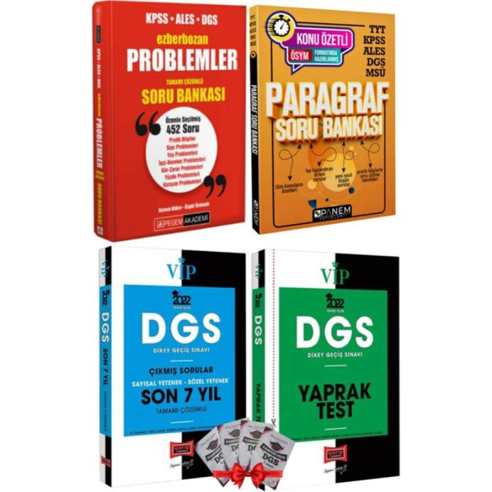 2024 Pegem Problemler Soru Bankası+Paragraf Soru Bankası+Yargı Dgs Son 7 Yıl+Yaprak+Hediye DGS Fiyatı