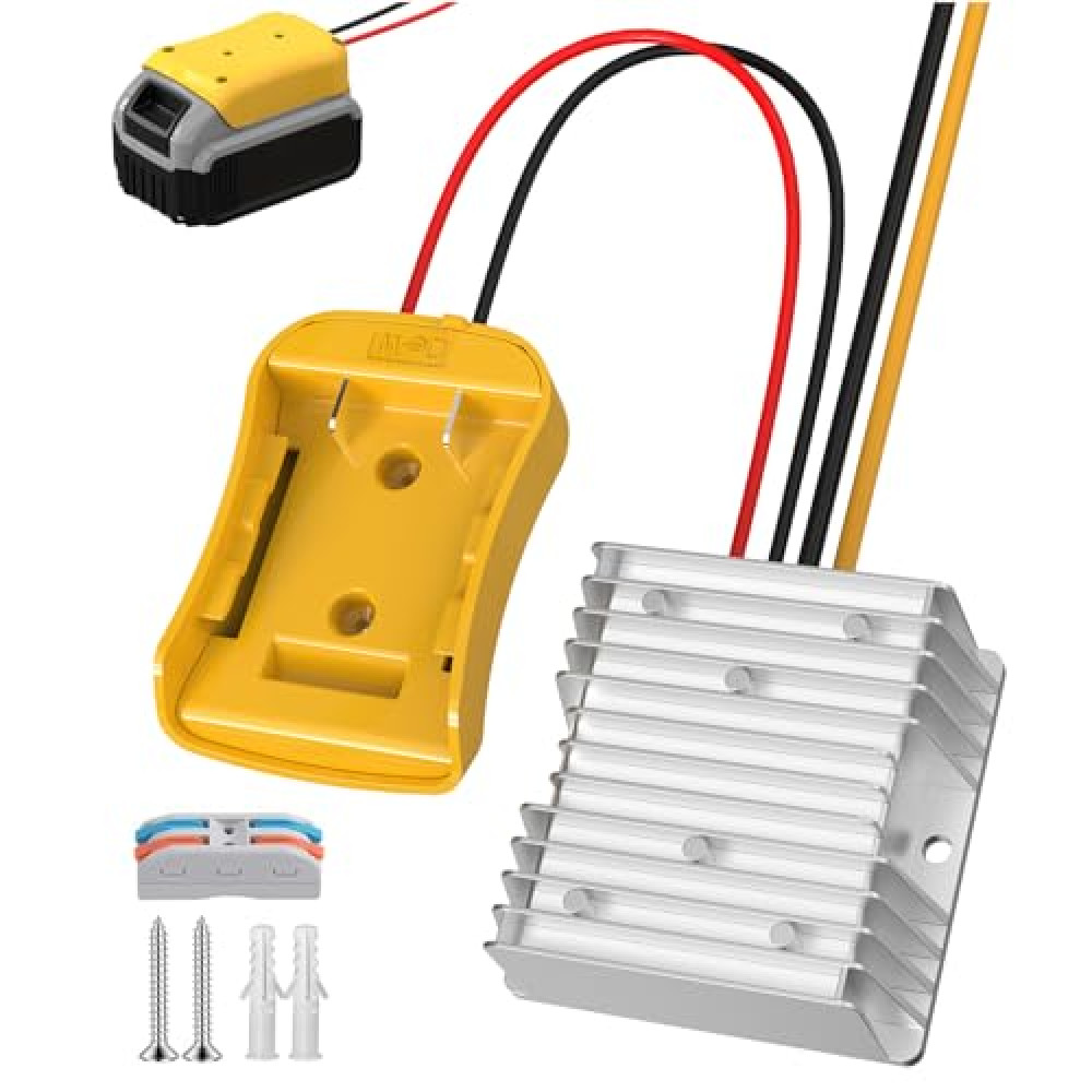 20V to 12V Step Down Power Inverter Aadpter Works with DeWalt 20 Volt Battery, DC 20V to DC 12V 20A 240W Power Wheel Converter, Buck Boost Voltage Regulator with Low Voltage Protection
