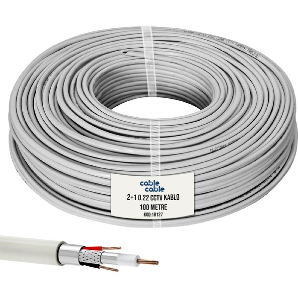 2+1 CCTV 0.22 Kamera Kablosu 100mt Poke Pk-1018 Güvenlik Kamerası Kablosu Fiyatı