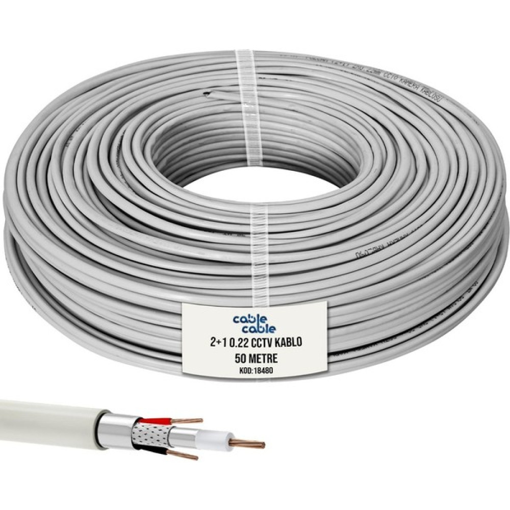 2+1 CCTV 0.22 Kamera Kablosu 50mt Poke Pk-1009 Güvenlik Kamerası Kablosu Fiyatı