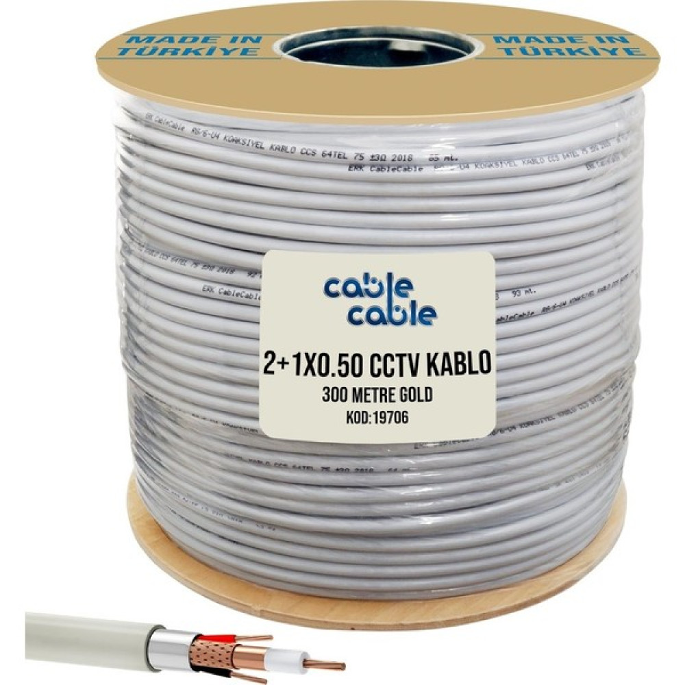 2+1 CCTV 0.50 Kamera Kablosu Gold 300mt Poke Pk-1016 Güvenlik Kamerası Kablosu Fiyatı