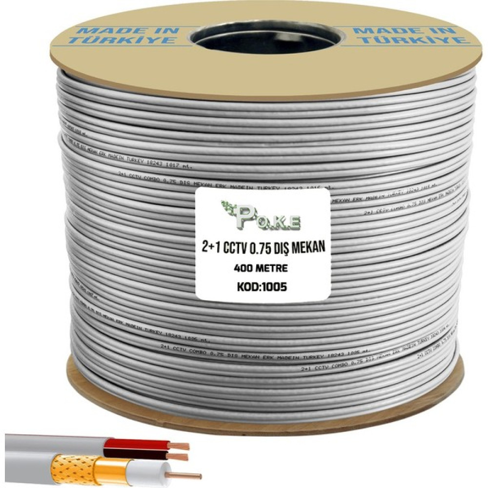 2+1 Cctv Combo Dış Mekan Kamera Kablosu Combo 2 x 0.75 mm 400 mt Cablecable Güvenlik Kamerası Kablosu Fiyatı