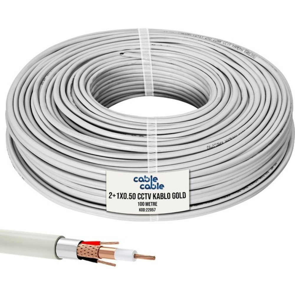 2+1 Cctv Makarasız Kamera Kablosu Gold 0.50 mm 100 mt Cablecable Güvenlik Kamerası Kablosu Fiyatı