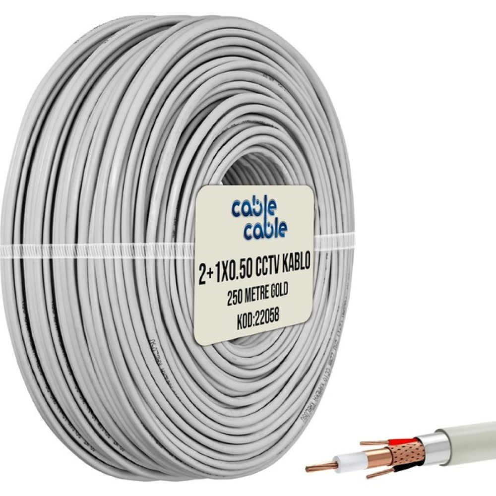 2+1 Cctv Makarasız Kamera Kablosu Gold 0.50 mm 250 mt Cablecable Güvenlik Kamerası Kablosu Fiyatı