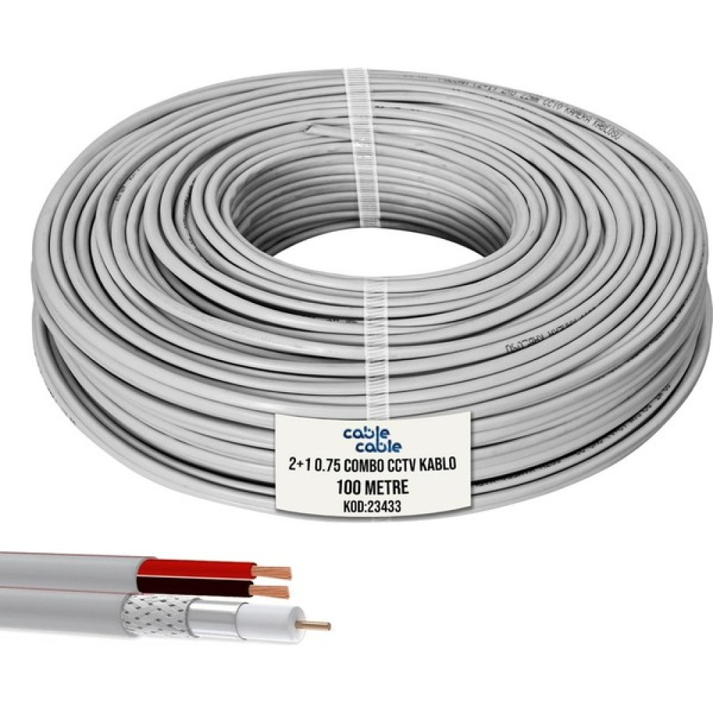 2+1 Combo Cctv Dış Mekan Makarasız Kamera Kablosu 2 x 0.75 mm 100 mt Cablecable Güvenlik Kamerası Kablosu Fiyatı
