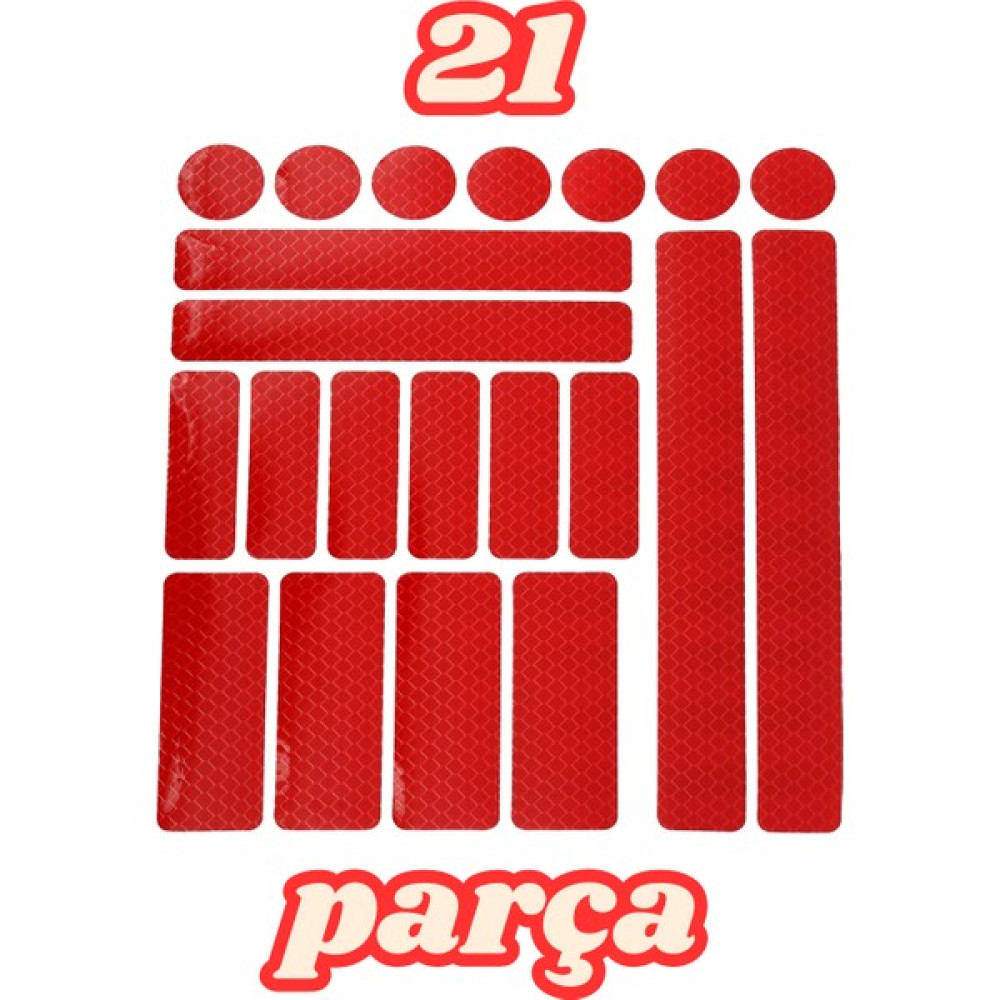 21 Parça Yüksek Performans Yansıtıcı Sticker Seti Motorlu Motorsuz Tüm Araçlar Için - Kırmızı Oto Boyaları Fiyatı