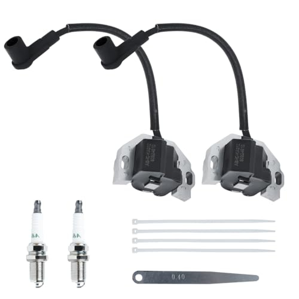 21171-0743 Ignition Coil and Spark Plug Kit for Kawasaki FR651V FR691V FX751V FX801V FX850V FR600V, Compatible with John Deere Engine
