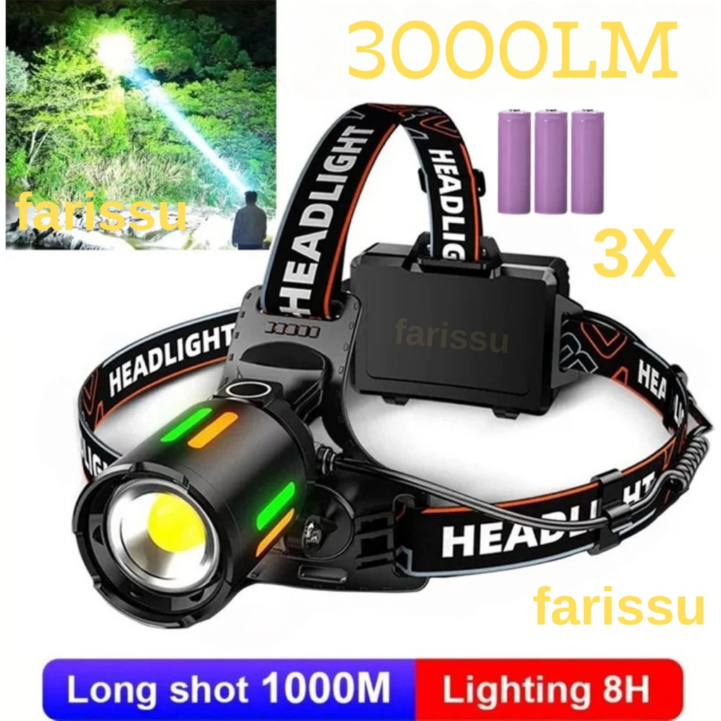 212 Farissu Alaska Profesyonel 30W Lazer LED Şarjlı Kafa Lambası | 1 Km Menzil | Zoom + Powerbank Özellikli Taşınabilir Şarj Cihazı - Powerbank Fiyatı