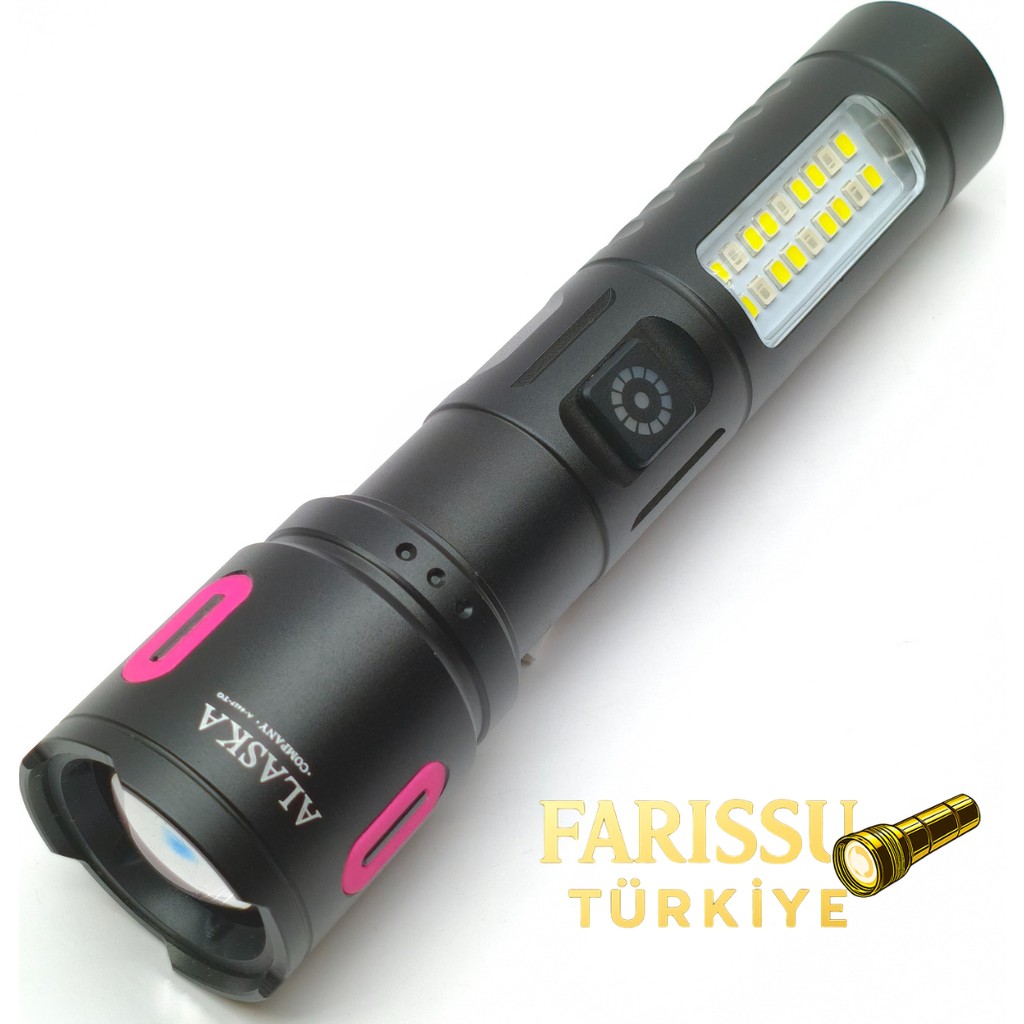 212 Farissu Alaska Şarjlı LED El Feneri | 1500–2000 Lümen | Zoomlu 500–600 M | Çift Işık Modlu | Type-C Şarjlı Bilgisayar Çevirici ve Adaptörü Fiyatı