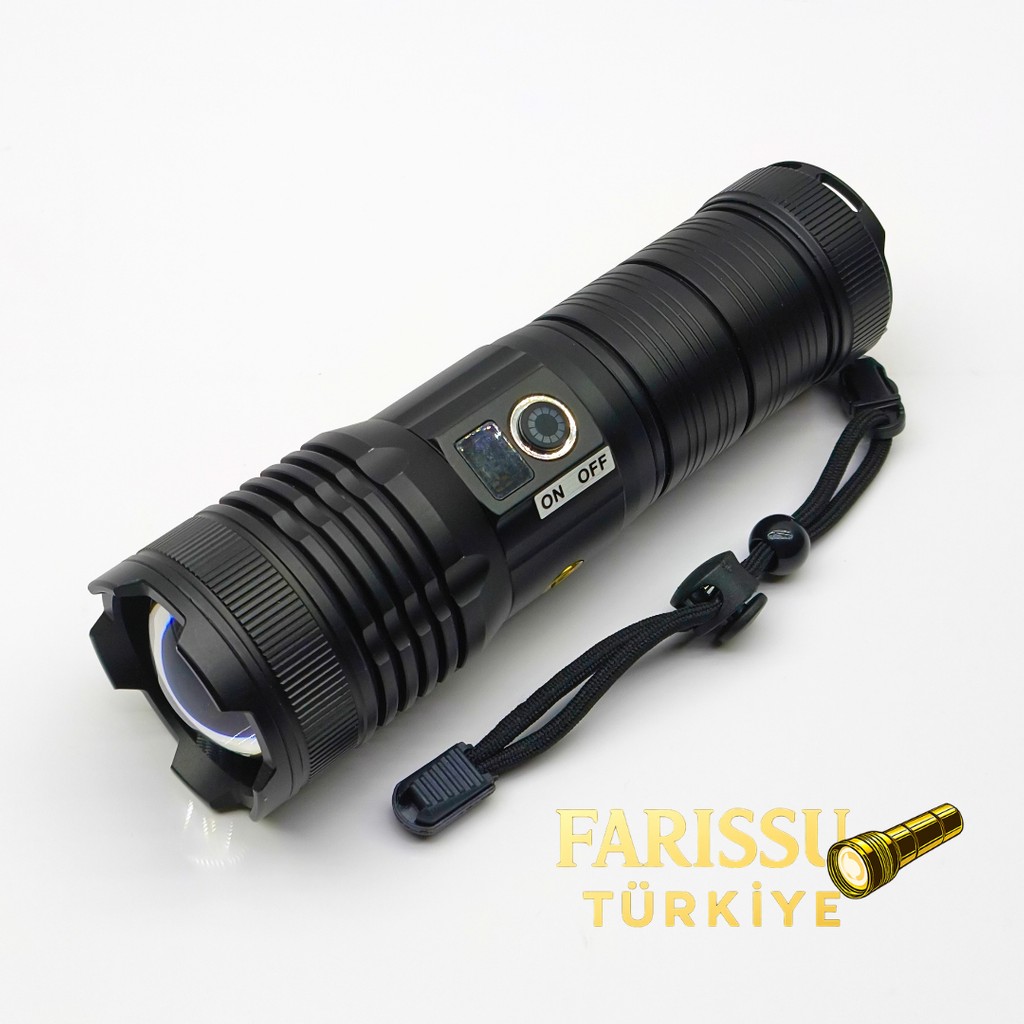 212 Farissu GK9595 100W Lazer LED Profesyonel El Feneri - 7200MAH Powerbank Özellikli, 2200M Menzil, Zoomlu Taşınabilir Şarj Cihazı - Powerbank Fiyatı