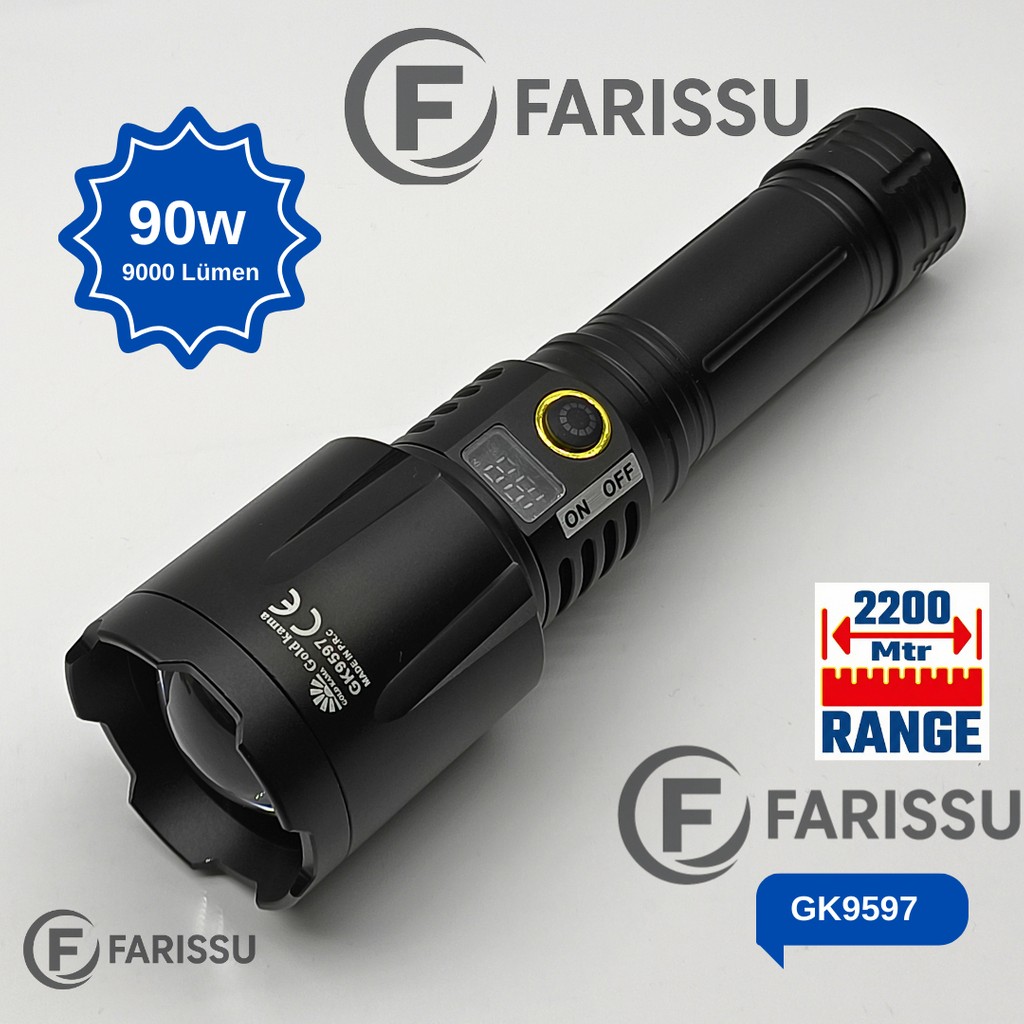 212 Farissu Gold Kama GK9597 90W Profesyonel Avcı Feneri - 2200M Menzil & Powerbank Çıkışlı Taşınabilir Şarj Cihazı - Powerbank Fiyatı