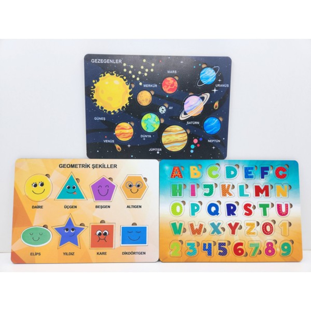 212 Toyzz 212TOYZZ 3 Lü Ahşap Çocuk Puzzle ve Sök Tak Oyuncak - Siyah Eğitici Oyuncak Fiyatı