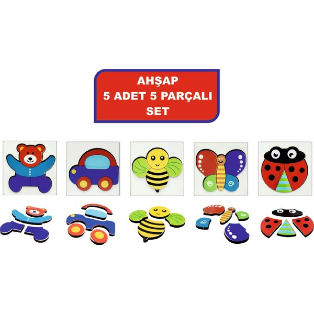 212 Toyzz 212TOYZZ 3D Ahşap Eğitici Puzzle Yapboz Seti 5 Adet 2123D111 Eğitici Oyuncak Fiyatı