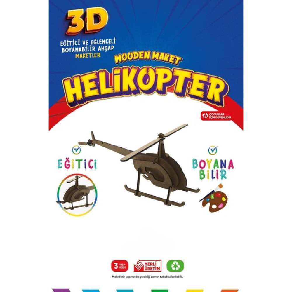 212 Toyzz 212TOYZZ 3D Boyanabilir Ahşap Tek Kanatlı Helikopter Maketi - Çocuklar Için Eğitici Oyuncak - Naturel Ahşap Oto Boyaları Fiyatı