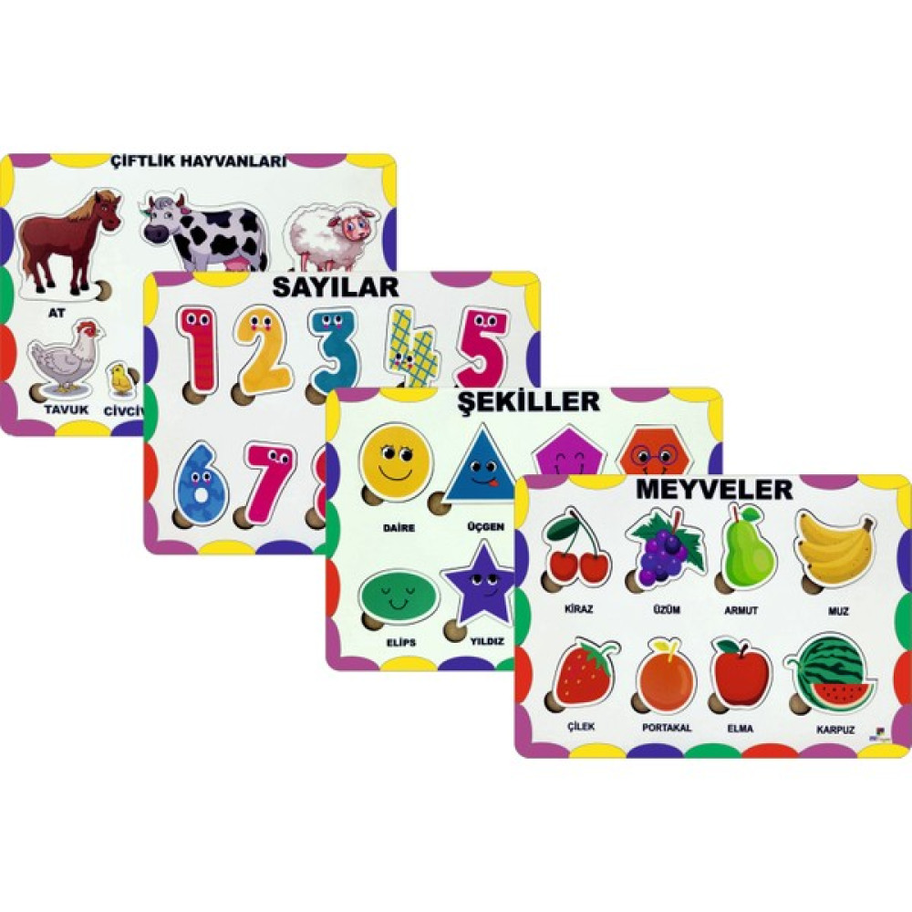 212 Toyzz Öğretici Puzzle Yapboz Meyve Sebze Sayı Şekiller 4 Lü Set Eğitici Oyuncak Fiyatı