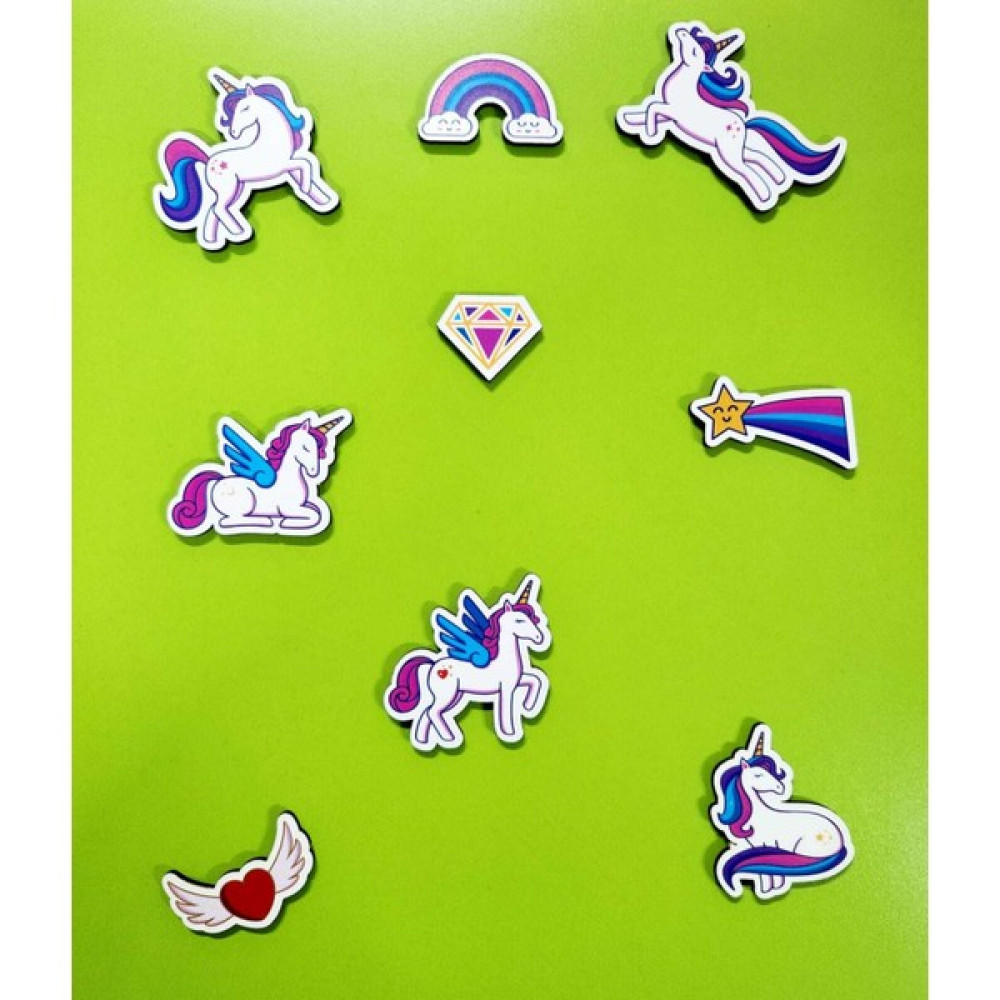 212 Toyzz Unicorn Figürlü 9 Parça Ahşap Duvar - Dolap - Kapı Süsü Çocuk Odası Duvar Stickeri - 10 x 3 cm - Renkli Sticker Fiyatı