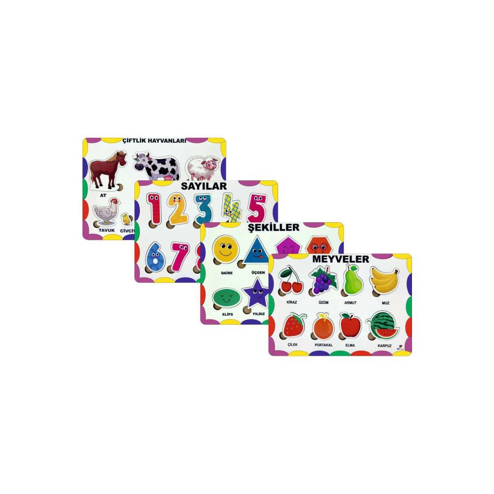 212toyzz Ahşap Oyuncak Eğitici Öğretici Puzzle Yapboz Meyve Sebze Sayı Türkçe 4’lü Mega Set Puzzle & Aksesuarları Fiyatı
