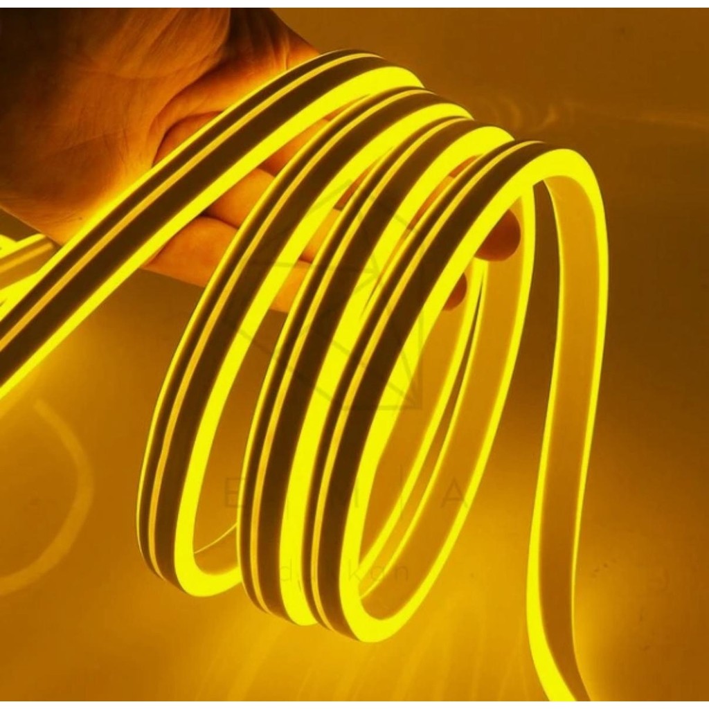 220 Volt Neon LED Tak Çalıştır 6X12MM Esnek Hortum LED Suya Dayanıklı Şerit Aydınlatma - 5 m - Amber Diğer Fiyatı