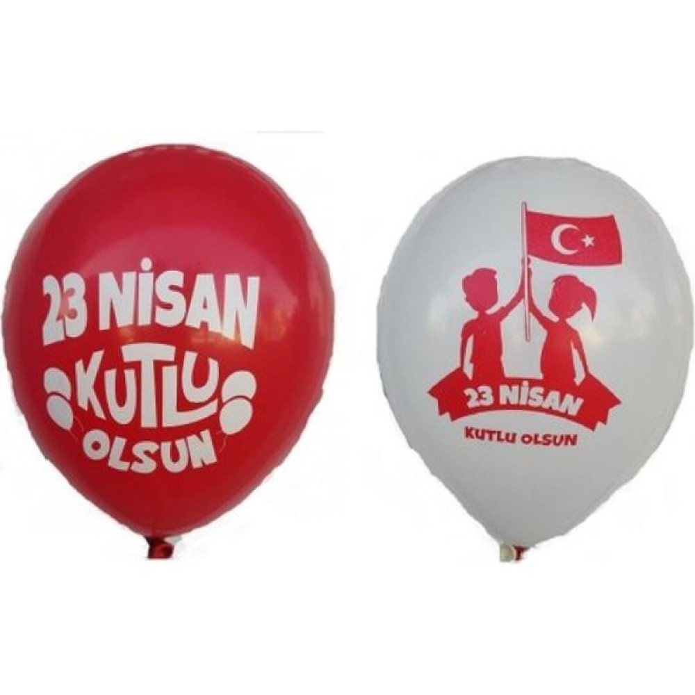 23 Nisan Baskılı Kırmızı Beyaz Lateks 10'lu Balon Oyuncak Fiyatı
