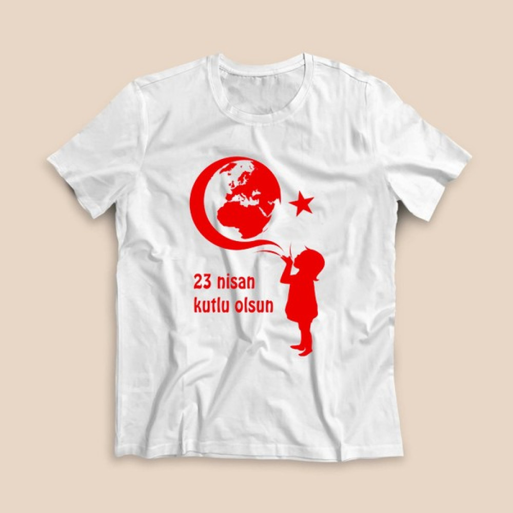 23 Nisan Tişörtü - TS2307 - Beyaz Erkek Çocuk T-shirt Fiyatı