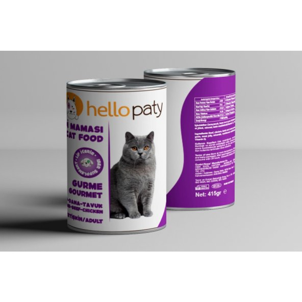 24 Adet 415 Gr Kedı Yetiskin Gurme Dana Kuzu Tavuk Etli Mama Konserve Kedi Mamasi Hello Paty Evcil Hayvan Ürünleri Fiyatı