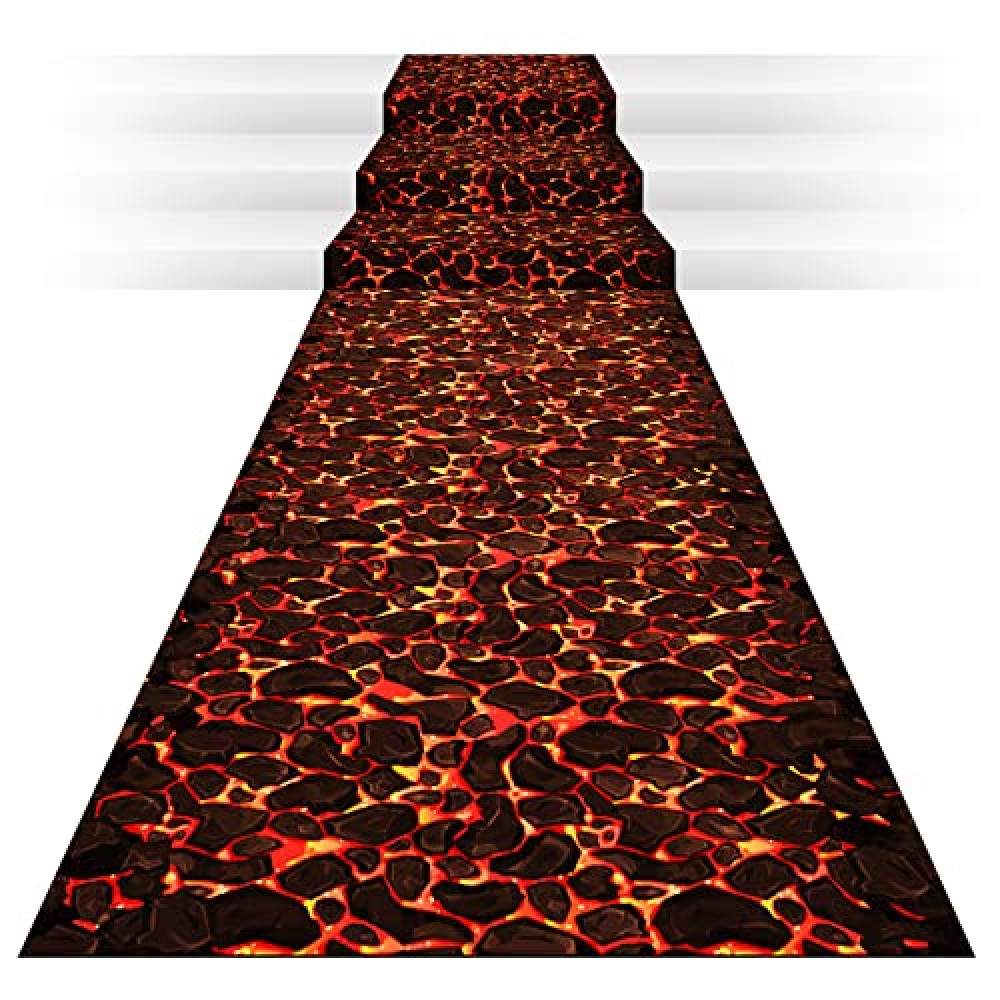 24 Inch x 10 ft Plastic Hot Coals Runner Party Decorations Lava Themed Party Theme Tablecloth Runner Table Floor Cover for Fire Volcano Halloween Birthday Party Supply (1 Pc)