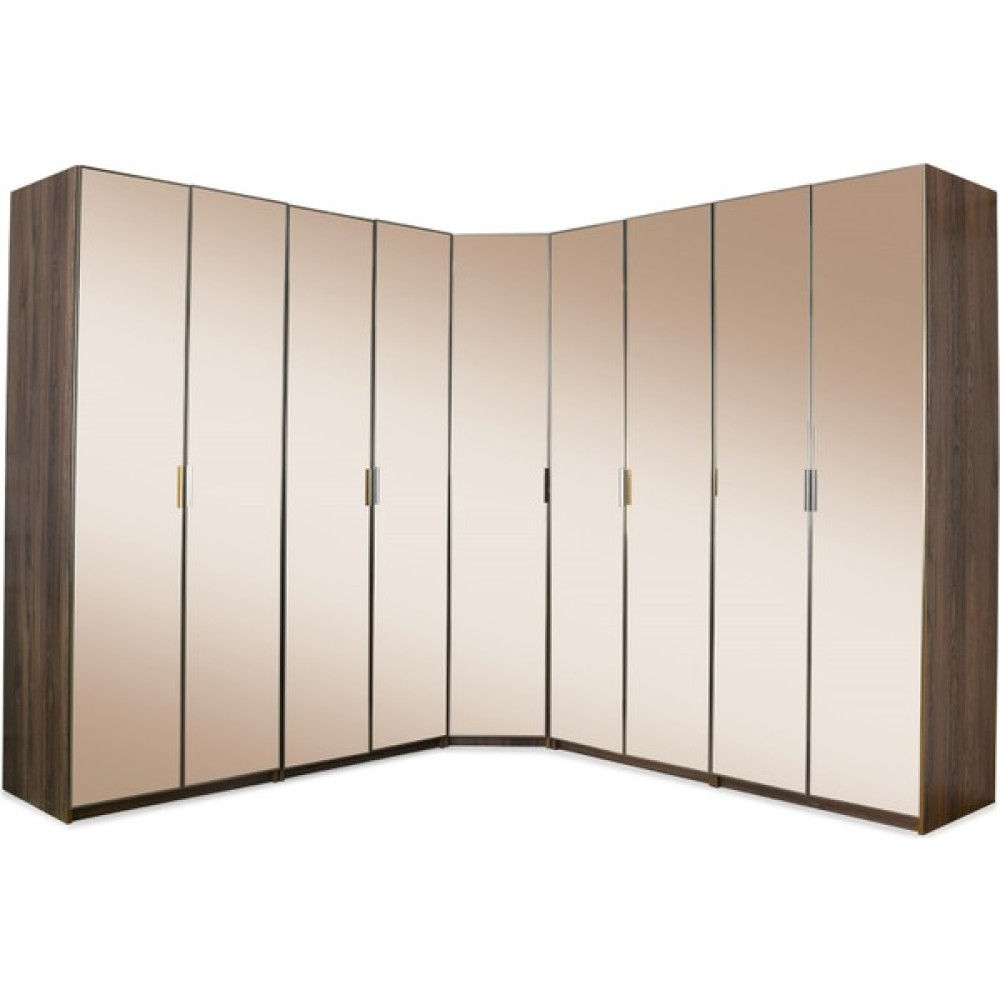 24 Manhattan Köşe Gardırop -MDF-BAROK-258X60X225CM- 9 Kapak-Cam Kapak-Ücretsiz Nakliye ve Montaj - Ceviz Gardrop & Dolap Fiyatı